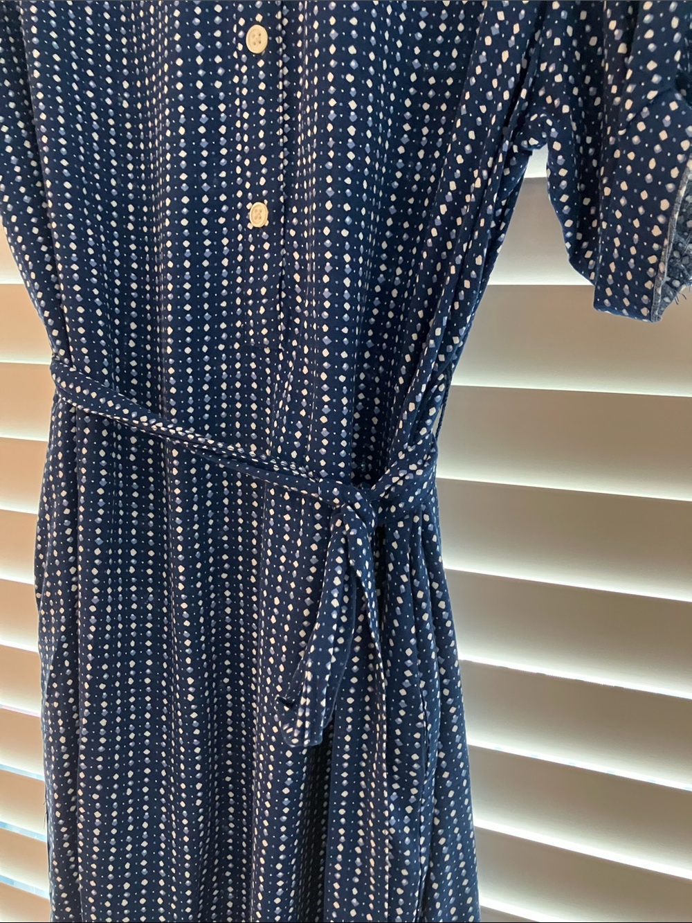 GAP Navy Dot Button-Front Midi Dress - Picture 7 of 7